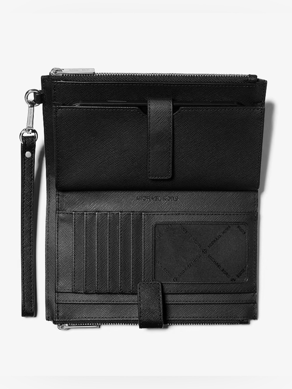 NWT | MICHAEL KORS Jet Set Travel Large Double Zip Wristlet | Black | Leather - Picture 2 of 7